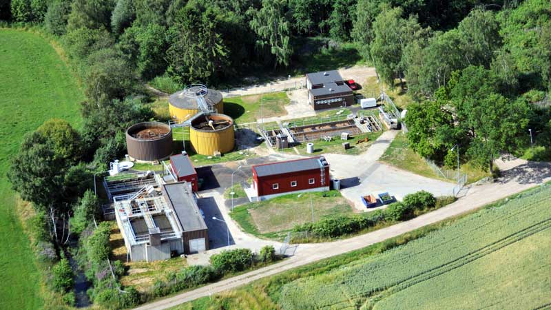 Ekeby avloppsreningsverk från ovan.
