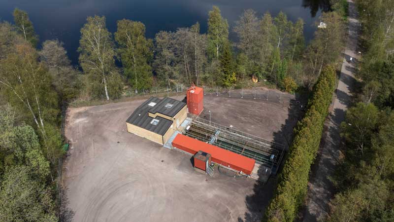 Skånes Fagerhult avloppsreningsverk från ovan.